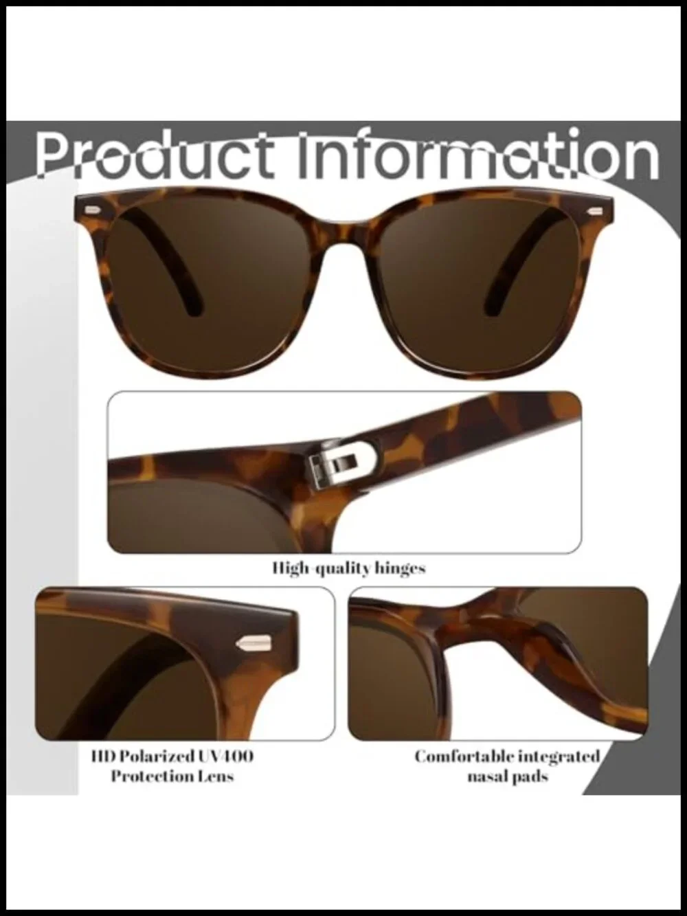 Retro Big Frame Polarized Sunglasses for Women Men UV400 Protection Vintage